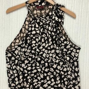 Dori USA Black White Leopard Print Halter‎ Neck Sleeveless Top Plus Size 4XL